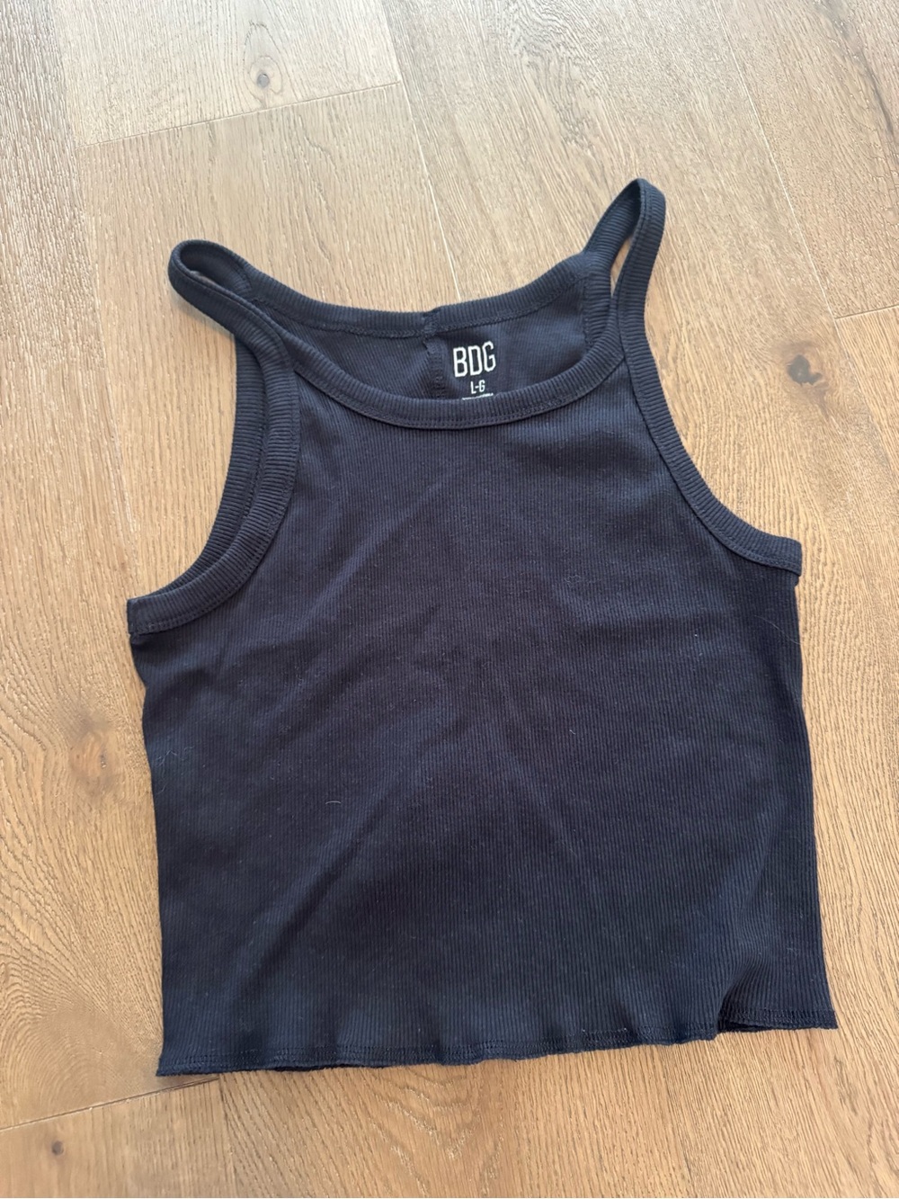BDG Black Ribbed Scoop Crop Tank